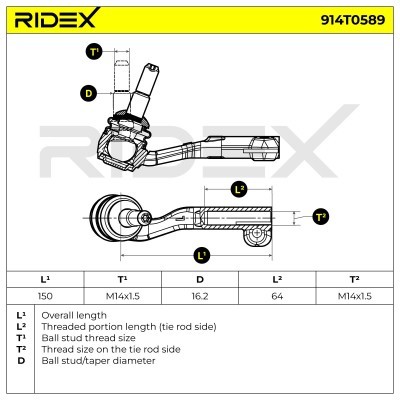 Tie Rod End RIDEX 914T0589 914T0589 - photo 6
