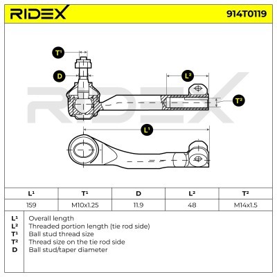 Tie Rod End RIDEX 914T0119 914T0119 - photo 7