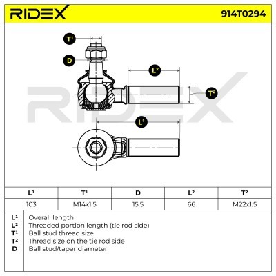 Tie Rod End RIDEX 914T0294 914T0294 - photo 8