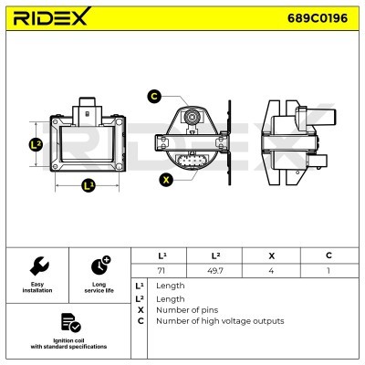 Ignition Coil RIDEX 689C0196 689C0196 - photo 4
