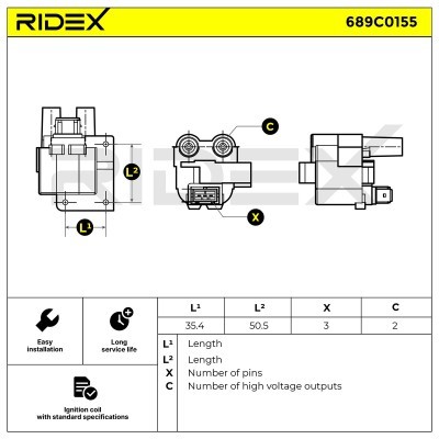 Ignition Coil RIDEX 689C0155 689C0155 - photo 2