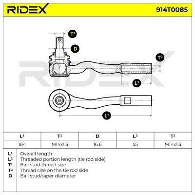Tie Rod End RIDEX 914T0085 914T0085 - photo 3