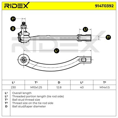 Tie Rod End RIDEX 914T0392 914T0392 - photo 5