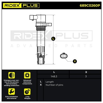 Ignition Coil RIDEX 689C0260P 689C0260P - photo 8