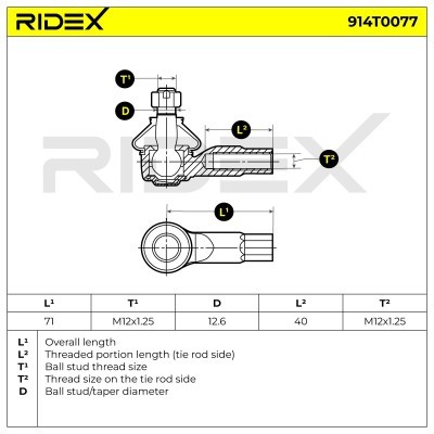 Tie Rod End RIDEX 914T0077 914T0077 - photo 6