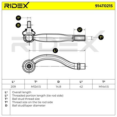 Tie Rod End RIDEX 914T0215 914T0215 - photo 7