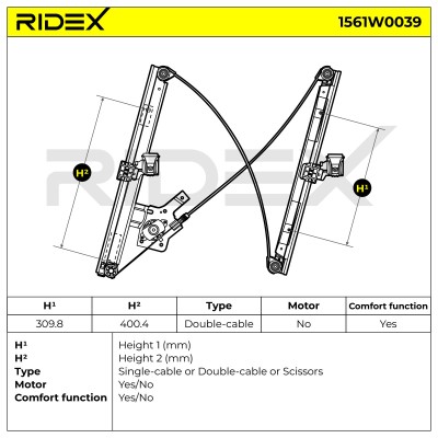 Window Regulator RIDEX 1561W0039 1561W0039 - photo 2