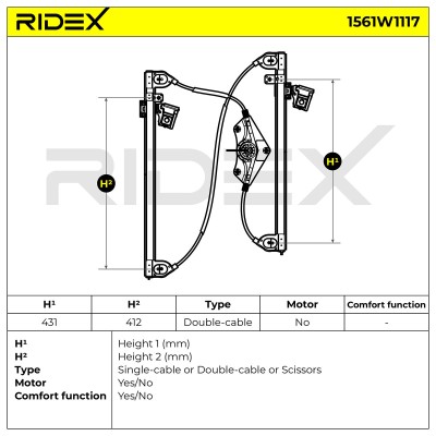 Window Regulator RIDEX 1561W1117 1561W1117 - photo 6