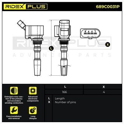 Ignition Coil RIDEX 689C0031P 689C0031P - photo 3
