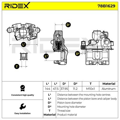 Brake Caliper RIDEX 78B1629 78B1629 - photo 3