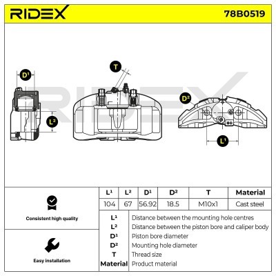 Brake Caliper RIDEX 78B0519 78B0519 - photo 6