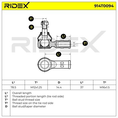 Tie Rod End RIDEX 914T0094 914T0094 - photo 6
