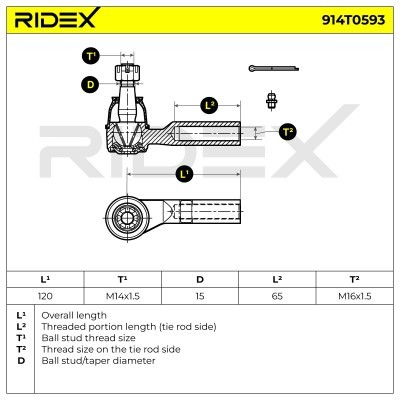 Tie Rod End RIDEX 914T0593 914T0593 - photo 6