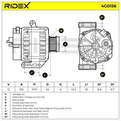 Alternator RIDEX 4G0156 4G0156 - photo 6