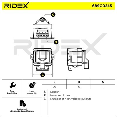 Ignition Coil RIDEX 689C0245 689C0245 - photo 2