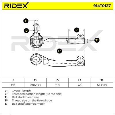 Tie Rod End RIDEX 914T0127 914T0127 - photo 9