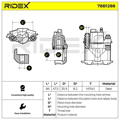 Brake Caliper RIDEX 78B1288 78B1288 - photo 6