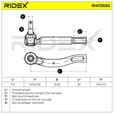 Tie Rod End RIDEX 914T0530 914T0530 - photo 6