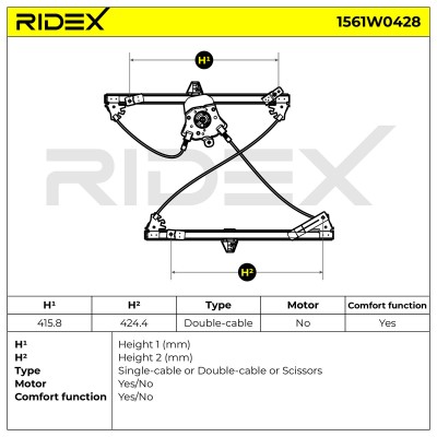 Window Regulator RIDEX 1561W0428 1561W0428 - photo 7