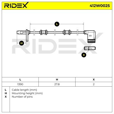 ABS Sensor RIDEX 412W0025 412W0025 - photo 6