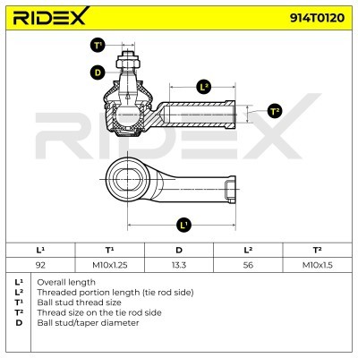 Tie Rod End RIDEX 914T0120 914T0120 - photo 6