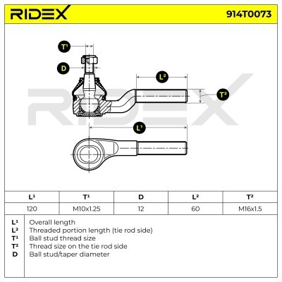 Tie Rod End RIDEX 914T0073 914T0073 - photo 3