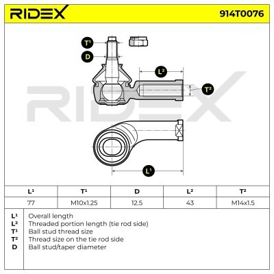 Tie Rod End RIDEX 914T0076 914T0076 - photo 9