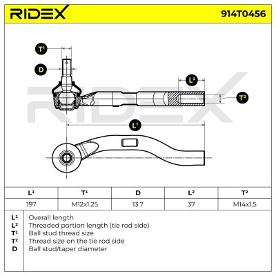 Tie Rod End RIDEX 914T0456 914T0456 - photo 5