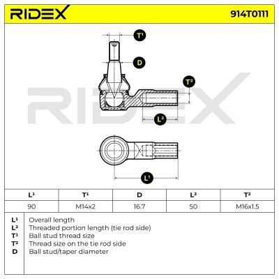 Tie Rod End RIDEX 914T0111 914T0111 - photo 5