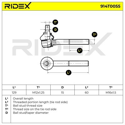 Tie Rod End RIDEX 914T0055 914T0055 - photo 6