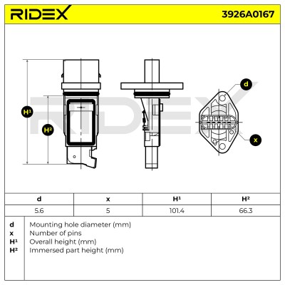 Air Mass Sensor RIDEX 3926A0167 3926A0167 - photo 6