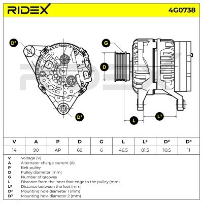 Alternator RIDEX 4G0738 4G0738 - photo 5