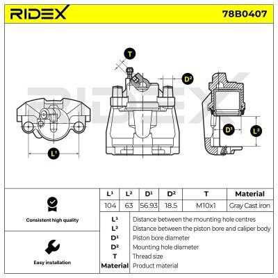 Brake Caliper RIDEX 78B0407 78B0407 - photo 3