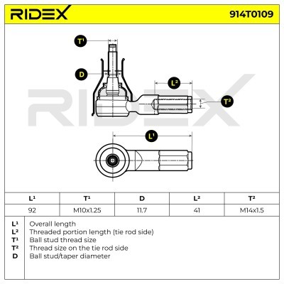 Tie Rod End RIDEX 914T0109 914T0109 - photo 3