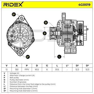 Alternator RIDEX 4G0019 4G0019 - photo 6