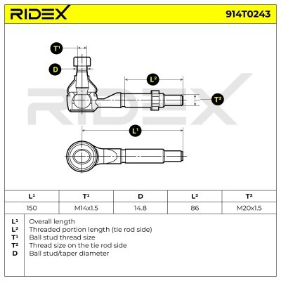 Tie Rod End RIDEX 914T0243 914T0243 - photo 7