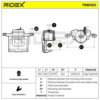 Brake Caliper RIDEX 78B1631 78B1631 - photo 6