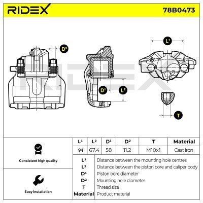 Brake Caliper RIDEX 78B0473 78B0473 - photo 7
