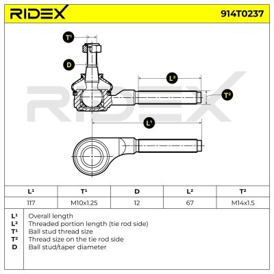 Tie Rod End RIDEX 914T0237 914T0237 - photo 3