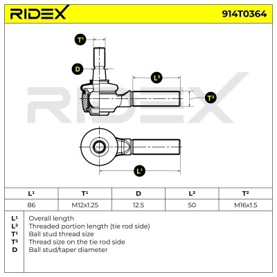 Tie Rod End RIDEX 914T0364 914T0364 - photo 6