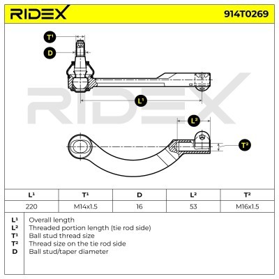 Tie Rod End RIDEX 914T0269 914T0269 - photo 5