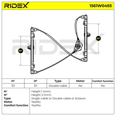 Window Regulator RIDEX 1561W0493 1561W0493 - photo 6