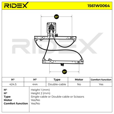 Window Regulator RIDEX 1561W0064 1561W0064 - photo 5