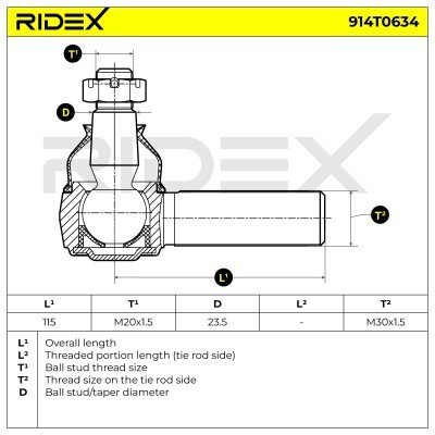 Tie Rod End RIDEX 914T0634 914T0634 - photo 6
