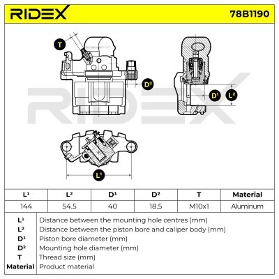 Brake Caliper RIDEX 78B1190 78B1190 - photo 7