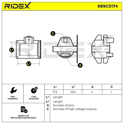 Ignition Coil RIDEX 689C0174 689C0174 - photo 4