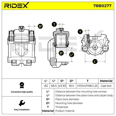 Brake Caliper RIDEX 78B0277 78B0277 - photo 6