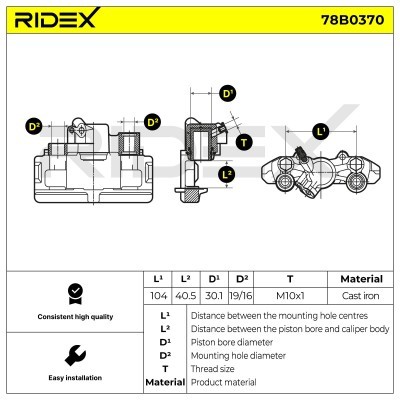 Brake Caliper RIDEX 78B0370 78B0370 - photo 6