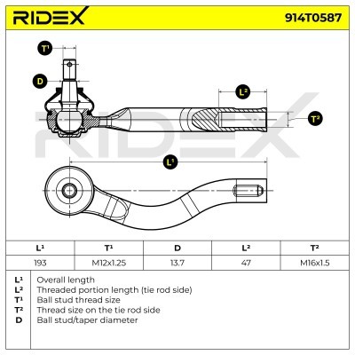 Tie Rod End RIDEX 914T0587 914T0587 - photo 7