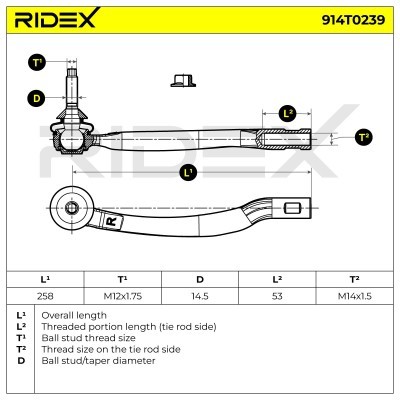 Tie Rod End RIDEX 914T0239 914T0239 - photo 7